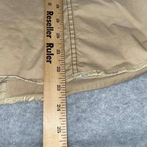 GAP Women's XL Khaki Cotton Twill Jacket Floral Trim Utility Peplum Button Up - Picture 16 of 16